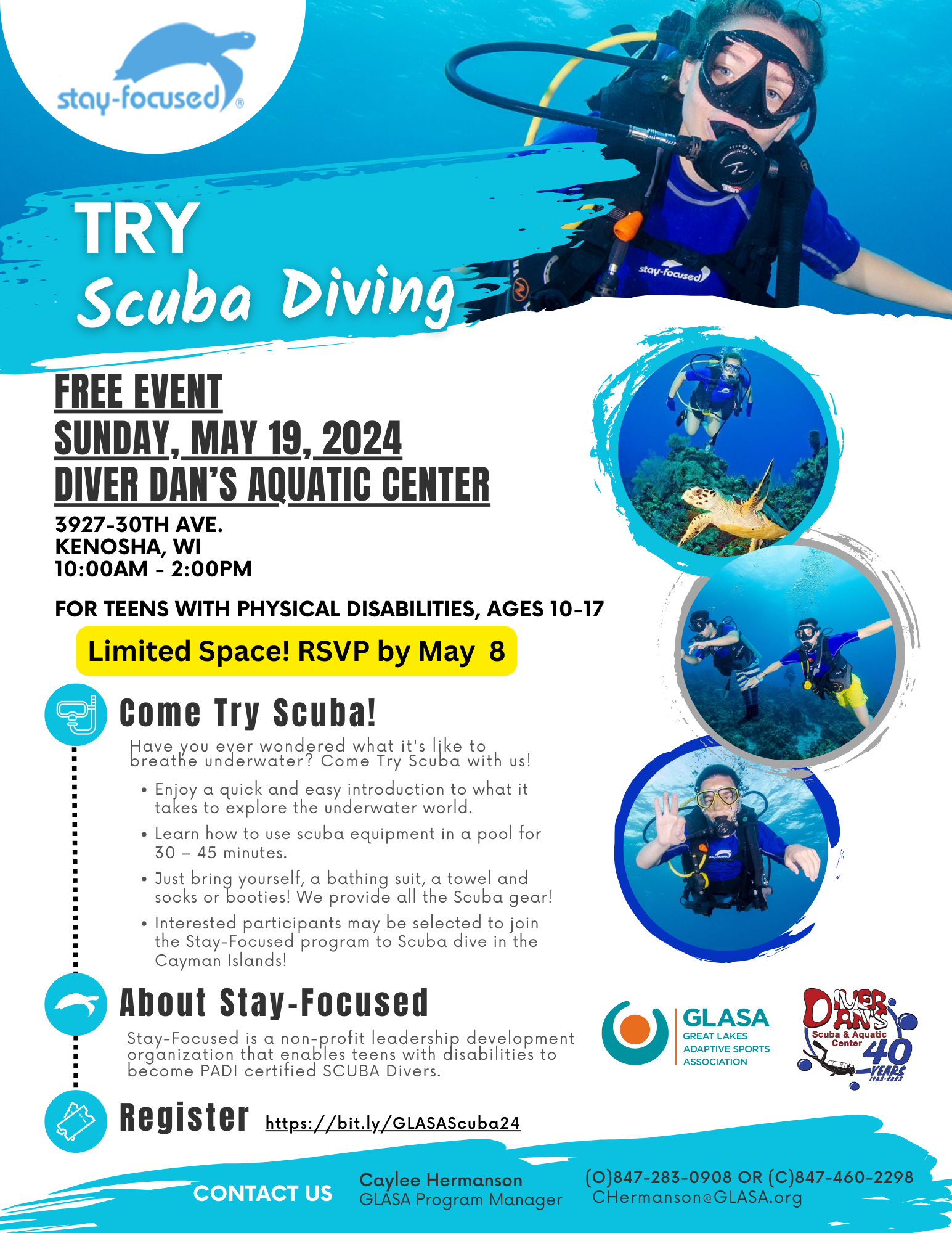 Flyer with information about Scuba Diving Clinic.