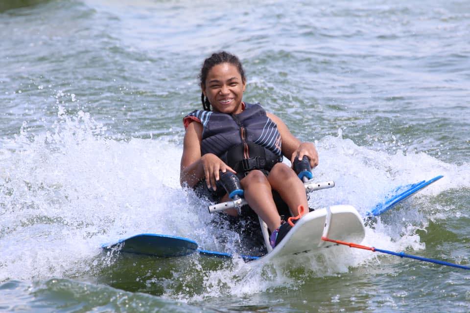 Girl on a sit ski in water